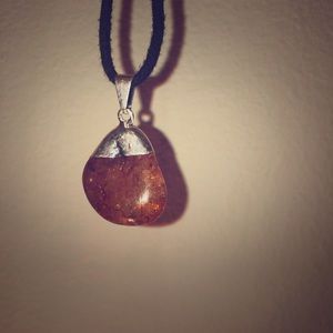 Orange crystal on sterling silver pendant 🧡
